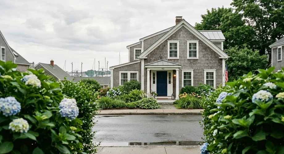 Gray-shingled Gloucester, MA house with a white-trimmed porch, a home owner could rent out after completing key steps